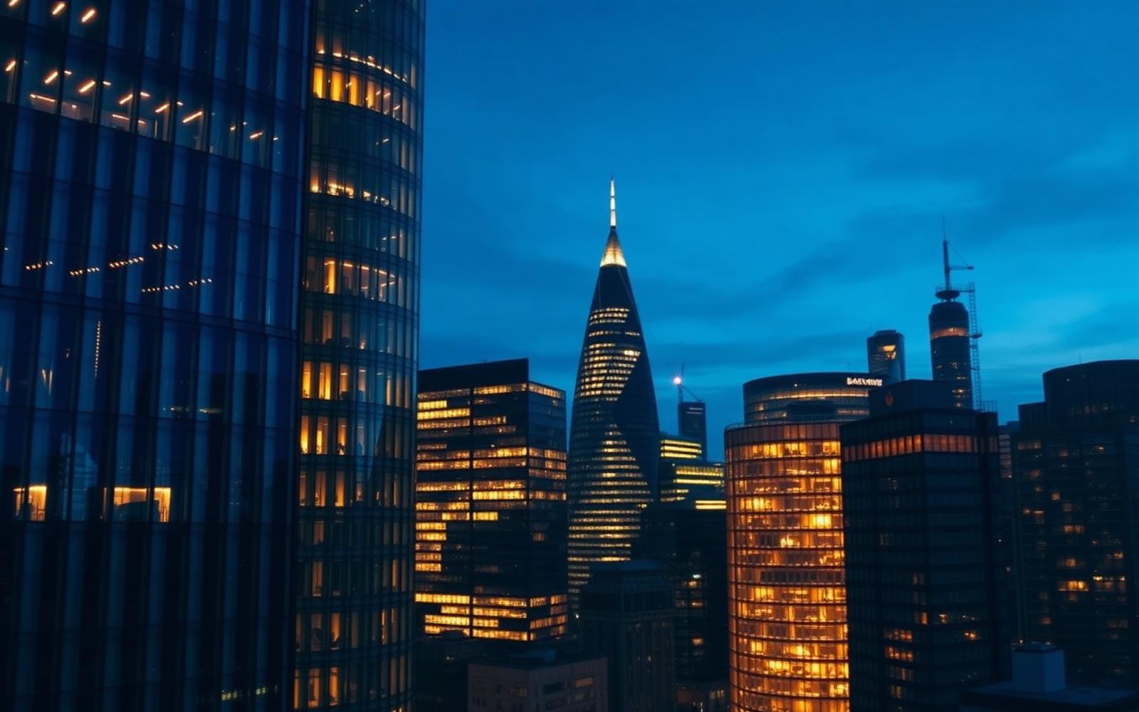 City of London financial district at dusk